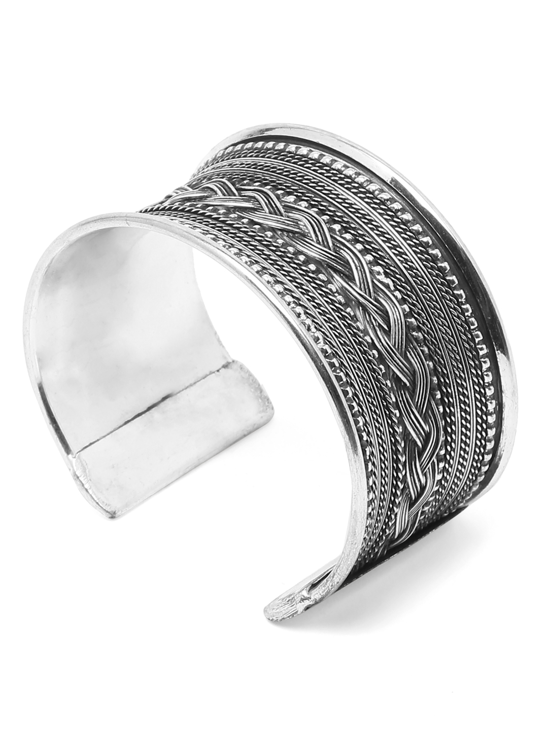 YouBella Jewellery Celebrity Inspired Silver Plated Cuff Bracelet for Girls and Women